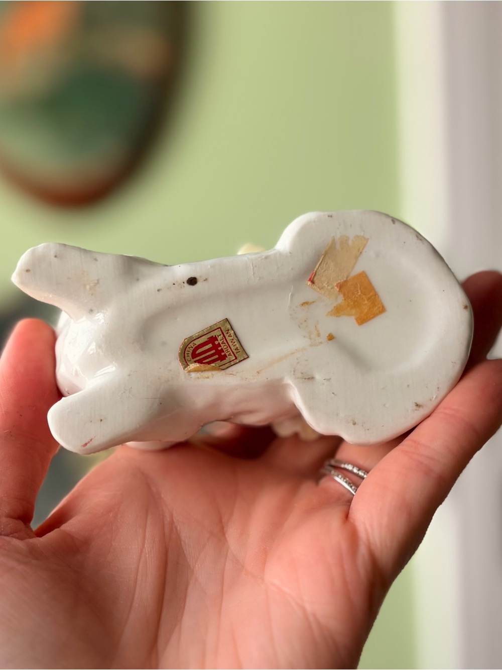 Ceramic White Dachshund Vintage Figurine Pastel Flowers & Pin Cushion - Picture 4 of 5